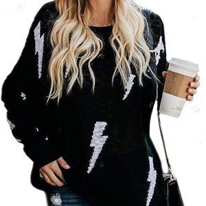 Women’s Pullover Knit Lightning Bolt Sweater